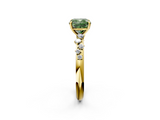 Yellow gold Fancy Green Cushion  Diamond Cluster Prong-Set Solitaire Ring_40