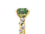 Yellow gold Fancy Green Cushion  Diamond Cluster Prong-Set Solitaire Ring_43