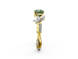 Yellow gold Fancy Green Cushion  Diamond Floral Vine Solitaire Engagement Ring_5