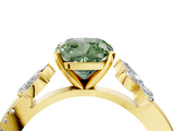 Yellow gold Fancy Green Cushion  Diamond Floral Vine Solitaire Engagement Ring_7