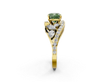 Yellow gold Fancy Green Cushion  Diamond Halo Ring with Marquise and Pavé Band in Prong Setting_53