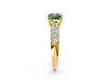 Yellow gold Fancy Green Cushion  Diamond Pavé Band Solitaire Ring with Four-Prong Setting_50