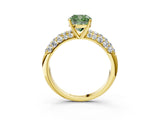 Yellow gold Fancy Green Cushion  Diamond Pavé Band Solitaire Ring with Four-Prong Setting_51
