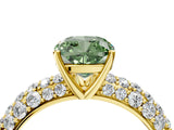 Yellow gold Fancy Green Cushion  Diamond Pavé Band Solitaire Ring with Four-Prong Setting_52