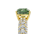 Yellow gold Fancy Green Cushion  Diamond Pavé Band Solitaire Ring with Four-Prong Setting_53