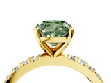 Yellow gold Fancy Green Cushion  Diamond Pavé Band Solitaire with Four-Prong Setting_204