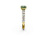 Yellow gold Fancy Green Cushion  Diamond Pavé Band Solitaire with Four-Prong Setting_5