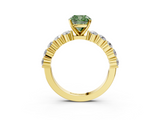 Yellow gold Fancy Green Cushion  Diamond Pavé Band Solitaire with Four-Prong Setting_6
