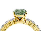 Yellow gold Fancy Green Cushion  Diamond Pavé Band Solitaire with Four-Prong Setting_7