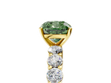 Yellow gold Fancy Green Cushion  Diamond Pavé Band Solitaire with Four-Prong Setting_8