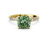 Yellow gold Fancy Green Cushion  Diamond Pavé Band with Six-Prong Setting_31