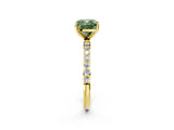 Yellow gold Fancy Green Cushion  Diamond Pavé Band with Six-Prong Setting_33