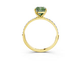 Yellow gold Fancy Green Cushion  Diamond Pavé Band with Six-Prong Setting_34