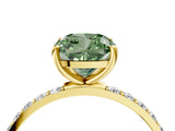 Yellow gold Fancy Green Cushion  Diamond Pavé Band with Six-Prong Setting_35