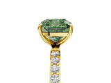 Yellow gold Fancy Green Cushion  Diamond Pavé Band with Six-Prong Setting_36