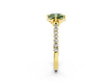 Yellow gold Fancy Green Cushion  Diamond Pave Band with Floral Prong Setting_29