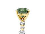 Yellow gold Fancy Green Cushion  Diamond Prong Set Engagement Ring with Pave Band_190