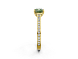 Yellow gold Fancy Green Cushion  Diamond Solitaire with Pave Band and Six-Prong Setting_22