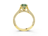 Yellow gold Fancy Green Cushion  Diamond Solitaire with Pave Band and Six-Prong Setting_23