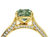 Yellow gold Fancy Green Cushion  Diamond Solitaire with Pave Band and Six-Prong Setting_24