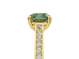 Yellow gold Fancy Green Cushion  Diamond Solitaire with Pave Band and Six-Prong Setting_25