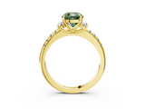 Yellow gold Fancy Green Cushion  Diamond Three-Stone Pave Band with Four-Prong Setting_23