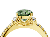 Yellow gold Fancy Green Cushion  Diamond Three-Stone Pave Band with Four-Prong Setting_24