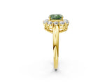 Yellow gold Fancy Green Cushion  Halo Cluster Diamond Engagement Ring with Prong Setting and Polished Band_53