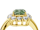 Yellow gold Fancy Green Cushion  Halo Cluster Diamond Engagement Ring with Prong Setting and Polished Band_55