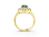 Yellow gold Fancy Green Cushion  Halo Cluster Diamond Engagement Ring with Solitaire Band and Prong Setting_52