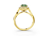 Yellow gold Fancy Green Cushion  Halo Diamond Engagement Ring with Filigree Band and Four-Prong Setting_84