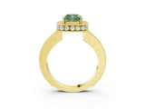 Yellow gold Fancy Green Cushion  Halo Diamond Engagement Ring with Milgrain Pave Band and Four-Prong Setting_15