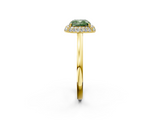 Yellow gold Fancy Green Cushion  Halo Diamond Engagement Ring with Solitaire Band and Four-Prong Setting_21