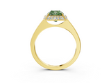 Yellow gold Fancy Green Cushion  Halo Diamond Engagement Ring with Solitaire Band and Four-Prong Setting_22