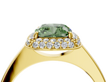 Yellow gold Fancy Green Cushion  Halo Diamond Engagement Ring with Solitaire Band and Four-Prong Setting_23