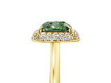 Yellow gold Fancy Green Cushion  Halo Diamond Engagement Ring with Solitaire Band and Four-Prong Setting_24