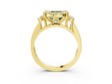 Yellow gold Fancy Green Cushion  Halo Diamond Engagement Ring with Split Shank and Four-Prong Setting 3