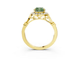 Yellow gold Fancy Green Cushion  Halo Diamond Engagement Ring with Twisted Band and Four-Prong Setting 3