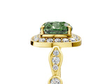 Yellow gold Fancy Green Cushion  Halo Diamond Engagement Ring with Twisted Band and Four-Prong Setting 5