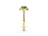 Yellow gold Fancy Green Cushion  Halo Diamond Pavé Solitaire Ring_47