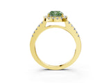 Yellow gold Fancy Green Cushion  Halo Diamond Pavé Solitaire Ring_48