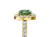 Yellow gold Fancy Green Cushion  Halo Diamond Pavé Solitaire Ring_50
