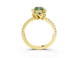 Yellow gold Fancy Green Cushion  Halo Diamond Pave Band Ring with Four-Prong Setting_18