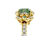 Yellow gold Fancy Green Cushion  Halo Diamond Pave Band Ring with Four-Prong Setting_20