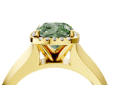 Yellow gold Fancy Green Cushion  Halo Diamond Ring with Cathedral Band and Four-Prong Setting_53