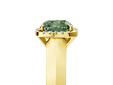 Yellow gold Fancy Green Cushion  Halo Diamond Ring with Cathedral Band and Four-Prong Setting_54
