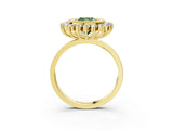 Yellow gold Fancy Green Cushion  Halo Diamond Ring with Milgrain Edge and Round Prong Setting_29