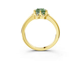 Yellow gold Fancy Green Cushion  Halo Diamond Ring with Round Cluster Setting, Solitaire Band, and Four-Prong Setting_87