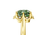 Yellow gold Fancy Green Cushion  Halo Diamond Ring with Round Cluster Setting, Solitaire Band, and Four-Prong Setting_89