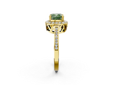 Yellow gold Fancy Green Cushion  Halo Diamond Ring with Split Shank and Four-Prong Setting_61